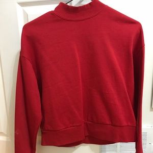 Garage red cropped crew neck